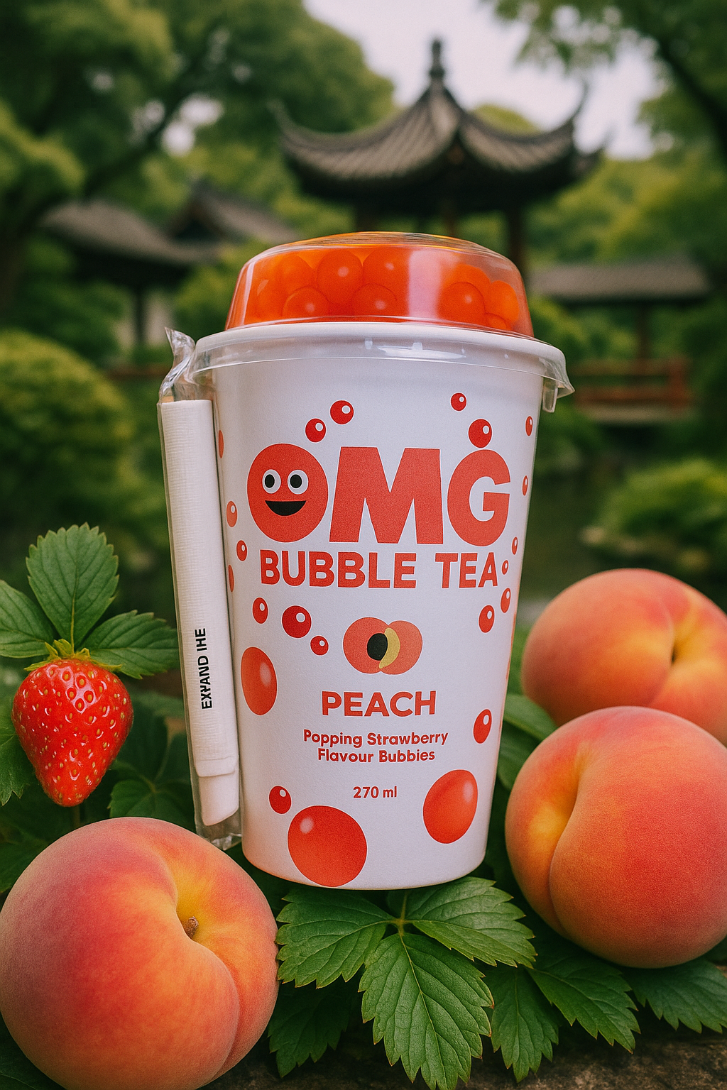 OMG Bubble Tea Peach & Strawberry